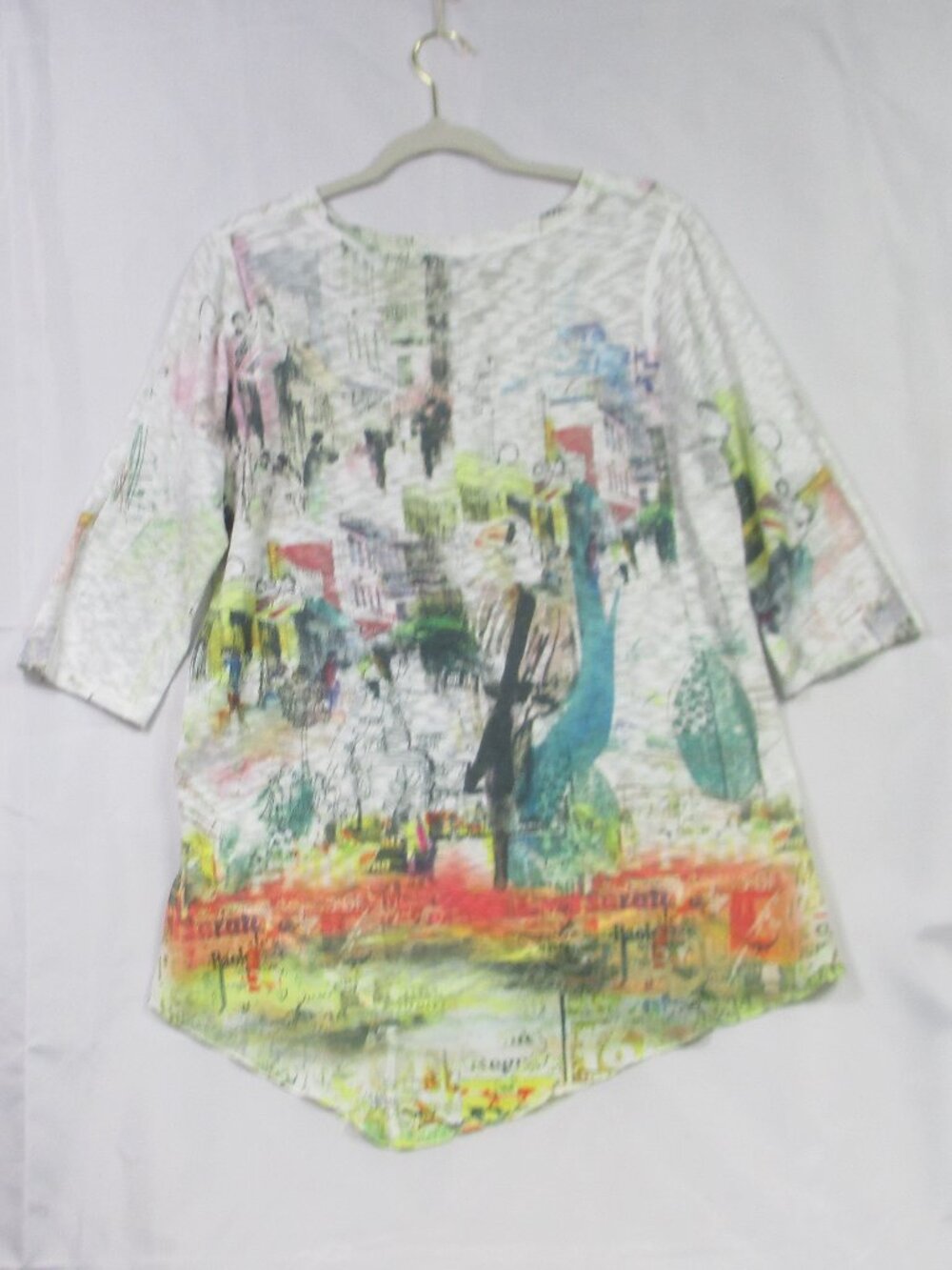 Inoah Tunic Shirt Womens M Multicolor Artsy Graphic Print Colorful Top USA Made - Picture 2 of 7